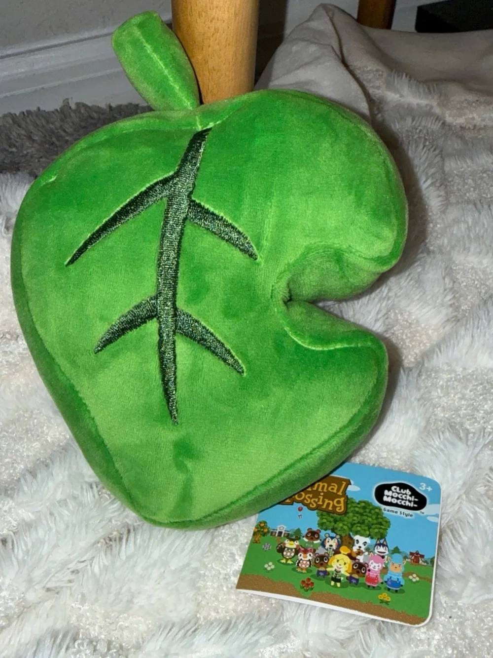 Nintendo Tom Nook Plush Face Pillow with Green Leaf Plush NWT